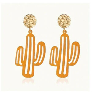 New - Cactus Earrings - orange and gold